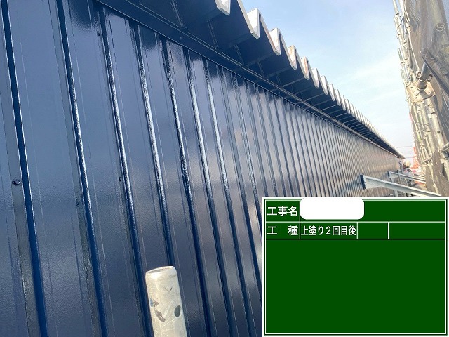 倉庫塗装　上塗り