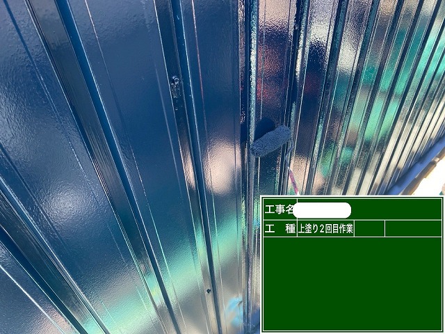 倉庫塗装　上塗り