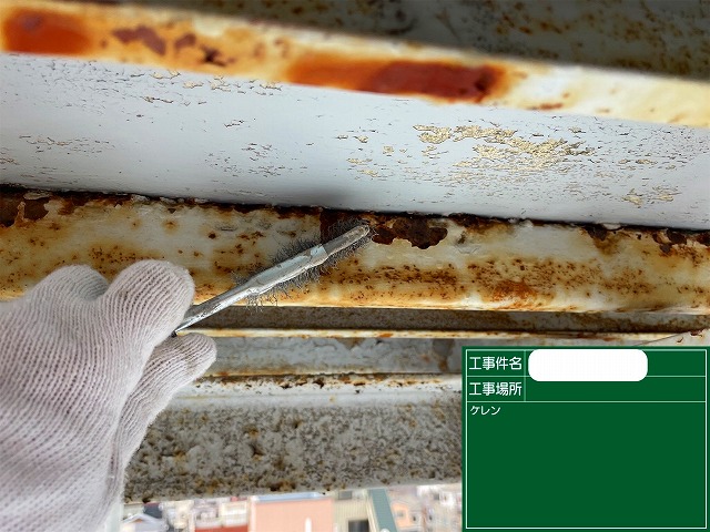 マンション屋上　鉄塔　ケレン作業
