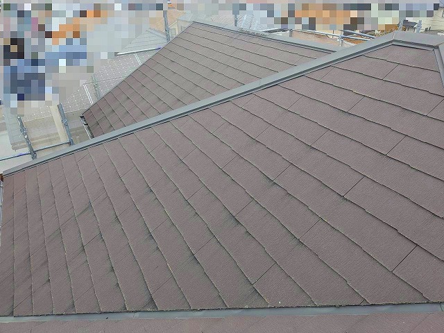 施工前　屋根　現状　苔黒ずみ