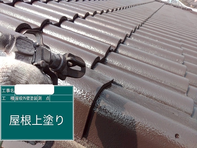 屋根　上塗り作業